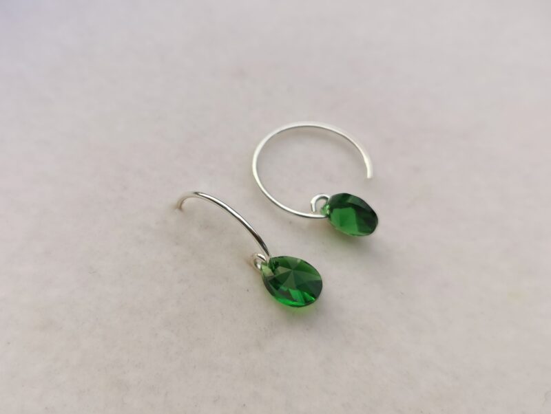 Cercei mini veriga din argint 925 si Swarovski Picatura 8mm