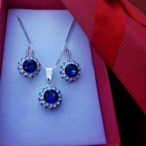 IMG_20200806_194809 Set lantisor si cercei Argint 925, Ceralun si Swarovski - Blue Magic