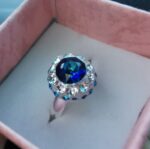 Inel reglabil Argint 925, ceralun si Swarovski Majestic Blue
