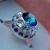 Inel reglabil Argint 925, ceralun si Swarovski Majestic Blue