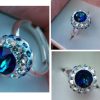 Inel reglabil Argint 925, ceralun si Swarovski Majestic Blue