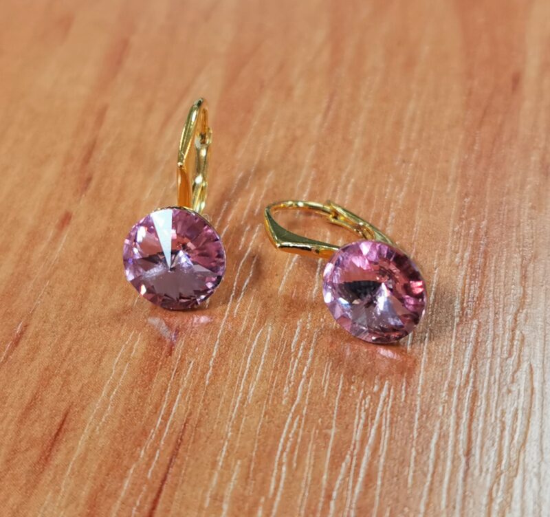 Cercei Argint 925 placat cu aur si Swarovski Rivoli