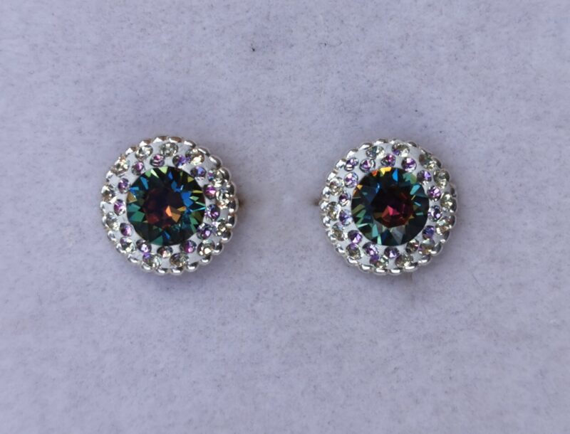 oznorCOQR Cercei tija dordura dubla din Argint 925, Ceralun si Swarovski - Multicolor