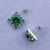 oznorCOQR Cercei tija romb din argint, ceralun si cristale Swarovski Green