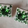 oznorCOQR Cercei tija romb din argint, ceralun si cristale Swarovski Green