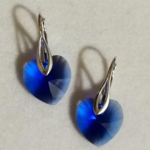 Cercei Leverback Argint 925 si Swarovski Heart 14mm
