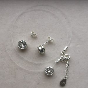 oznorWO Set cercei si lantisor fir transparent din Argint 925 si Swarovski Crystal