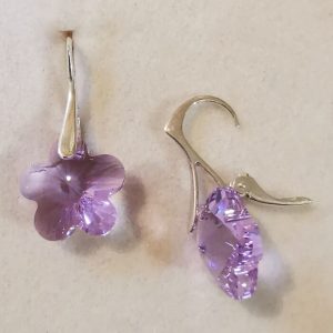 Cercei tortite inchise Argint 925 si Swarovski Flower