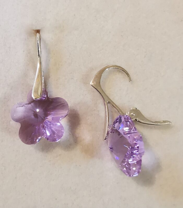 nor Cercei tortite inchise Argint 925 si Swarovski Flower