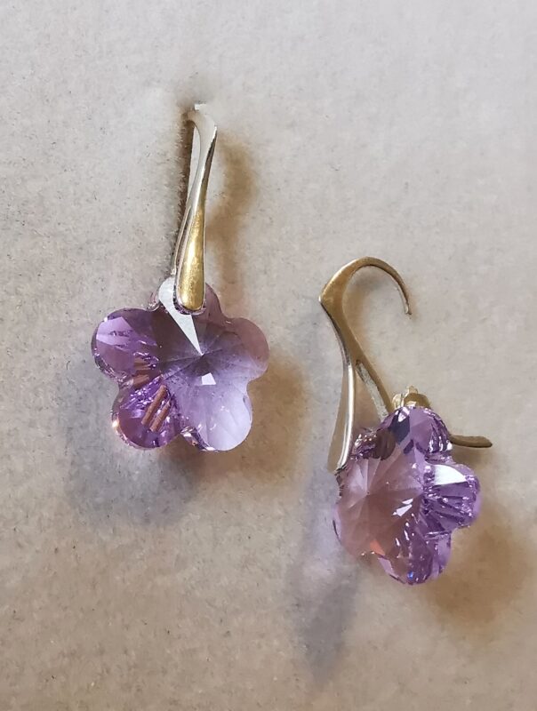 nor Cercei tortite inchise Argint 925 si Swarovski Flower
