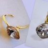 Cercei Argint 925 suflati cu aur si Swarovski Fancy Square
