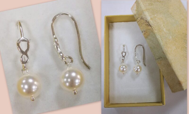 Cercei Infinit din argint 925 si perle Swarovski