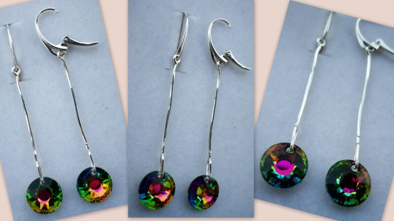 Cercei lantisor Argint 925 si Swarovski Sun pendant