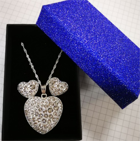 Set cercei si lantisor Argint si Swarovski Heart Crystal Ceralun