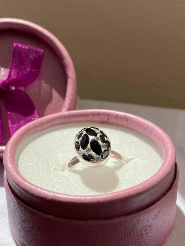 Inel reglabil Oval Argint 925, ceralun si Swarovski Navette